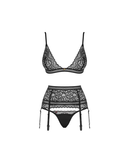 Ailay set 3 pcs + garter belt black