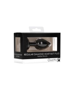 Diamond Heart Butt Plug - Regular -Black