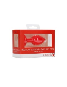 Diamond Heart Butt Plug - Regular - Red