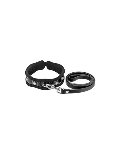 COLLIER ET LAISSE CUIR BOVIN BLK