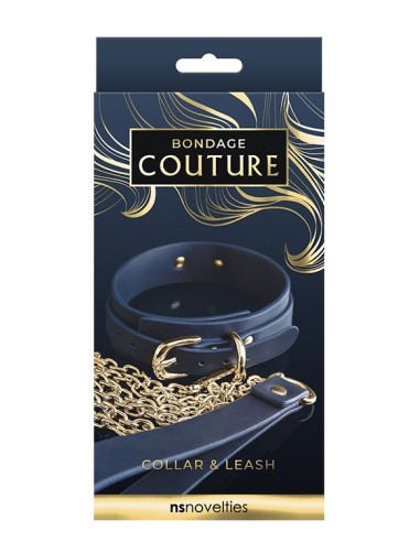 BONDAGE COUTURE COLLAR AND LEASH BLUE