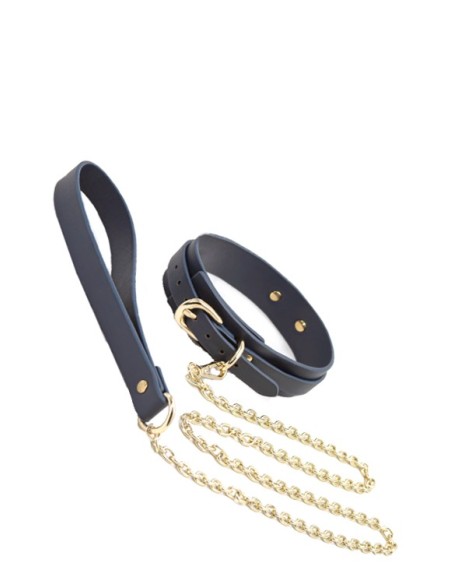 BONDAGE COUTURE COLLAR AND LEASH BLUE