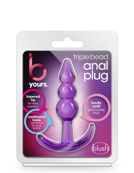 B YOURS TRIPLE BEAD ANAL PLUG PURPLE