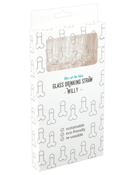 Glass Drinking Straw Willy x 4