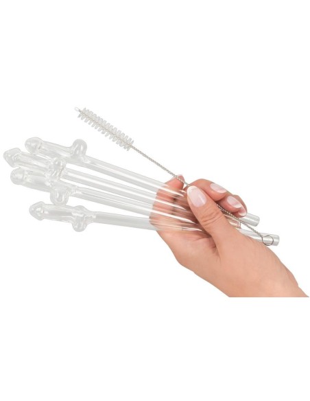 Glass Drinking Straw Willy x 4