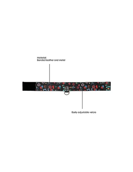 Printed Collar With Leash - Old School