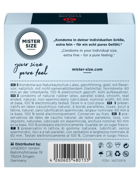 Mister Size 60mm pack of 3