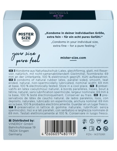 Mister Size 69mm pack of 3