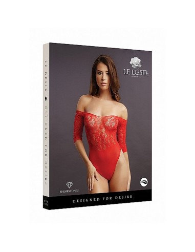 Crotchless Rhinestone Teddy - Red - O/S