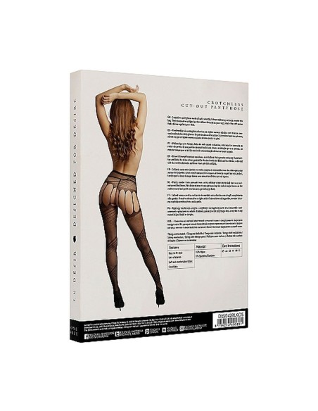 Crotchless Cut-Out Pantyhose - Black-O/S