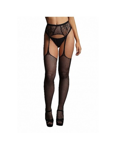 Fishnet and lace garterbelt stockings-OS
