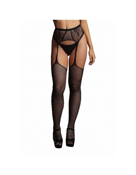 Fishnet and lace garterbelt stockings-OS