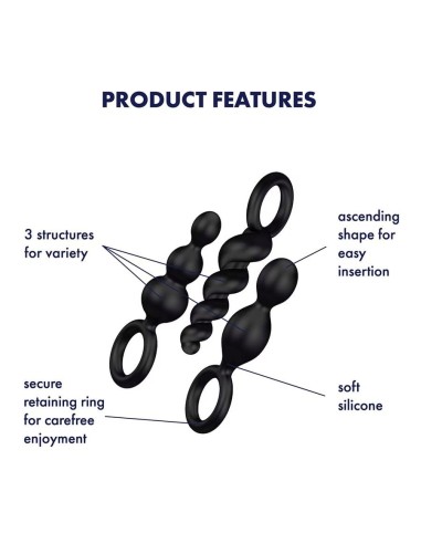 SATISFYER PLUGS SET - 3 pezzi BLACK