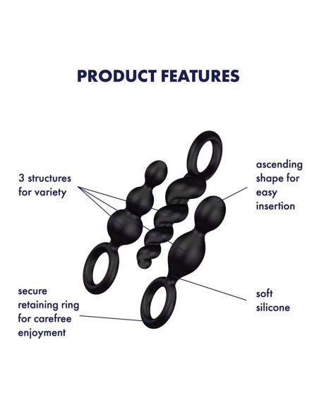 SATISFYER PLUGS SET - 3 pezzi BLACK