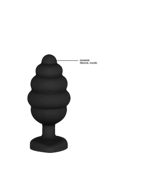 Regular Ribbed Diamond Heart Plug -Black