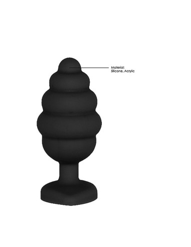 Large Ribbed Diamond Heart Plug - Black