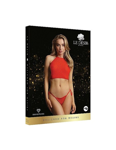 Festive Rhinestone Top and Thong OS -Red