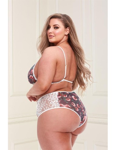 GREY FLORAL & LACE BRA SET