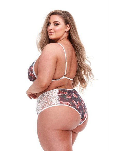 GREY FLORAL & LACE BRA SET