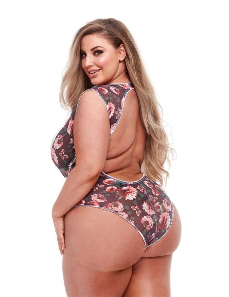 GREY FLORAL & LACE TEDDY