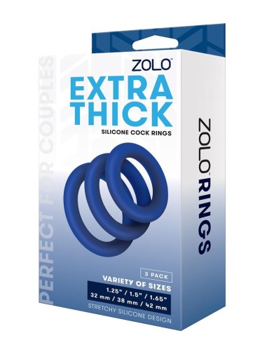 ZOLO EXTRA THICK SILICONE COCK RING 3 PK