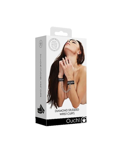 Diamond Studded Wrist Cuffs - Black