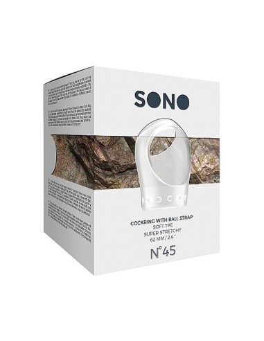 No.45 - Cockring with Ball Strap - Trans