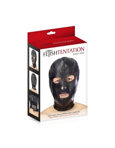Cagoule yeux bouche sangle lacet Fetish