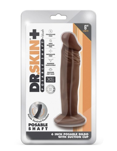 DR. SKIN PLUS 6 INCH POSABLE DILDO CHOCO