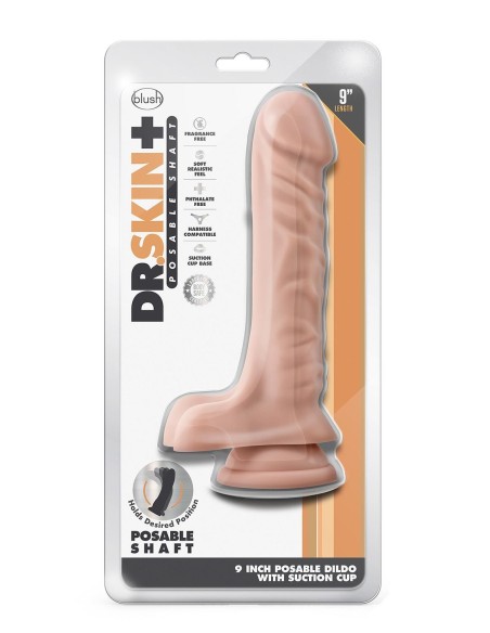 DR. SKIN PLUS 9 INCH POSABLE DILDO WITH