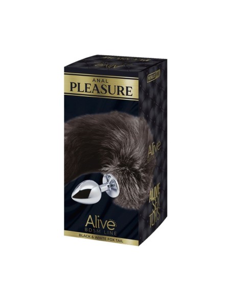 Black & White Fox Tail M Anal Plug