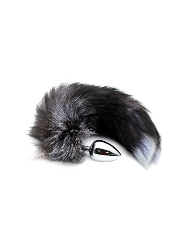 Black & White Fox Tail L Anal Plug