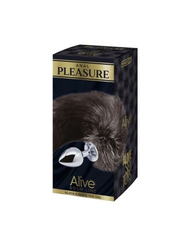Black & White Fox Tail L Anal Plug