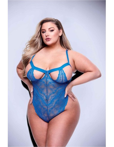 SEXY STRAPPY LACE TEDDY BLUE
