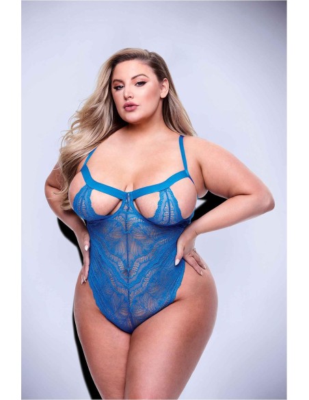 SEXY STRAPPY LACE TEDDY BLUE