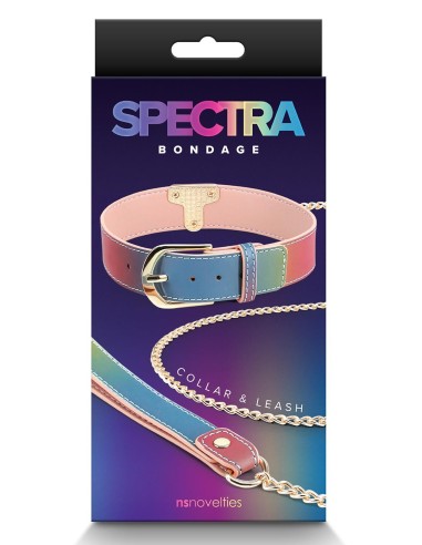 SPECTRA BONDAGE COLLAR &  LEASH RAINBOW