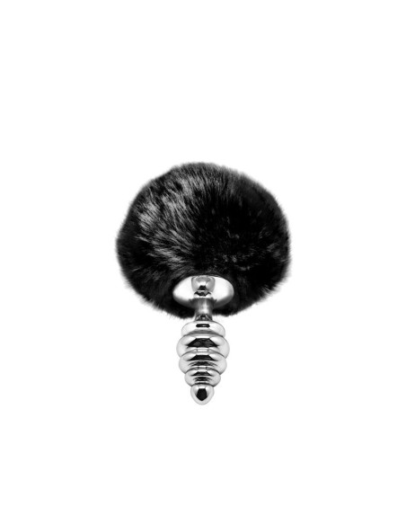 Metal Anal Fluffly Twist Plug S - Black