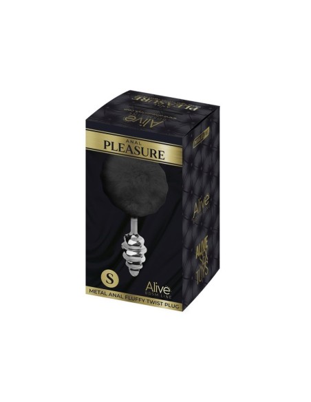 Metal Anal Fluffly Twist Plug S - Black