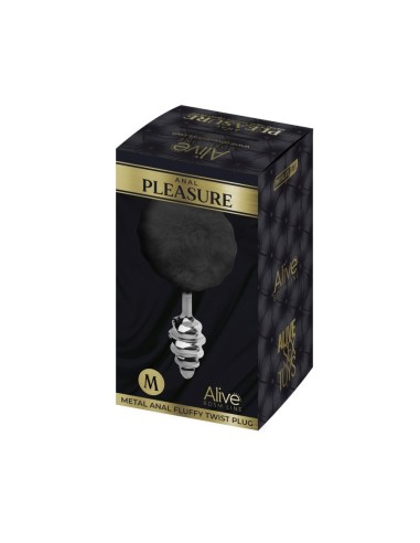 Metal Anal Fluffly Twist Plug M - Black