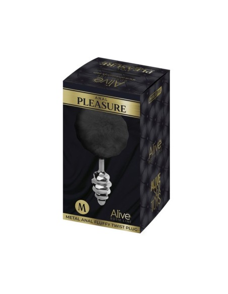 Metal Anal Fluffly Twist Plug M - Black