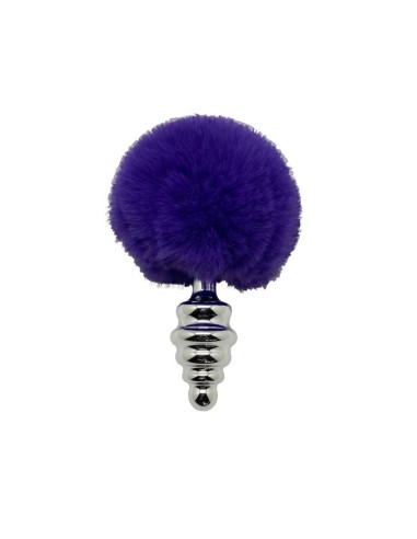 Metal Anal Fluffly Twist Plug M-Dark Pur