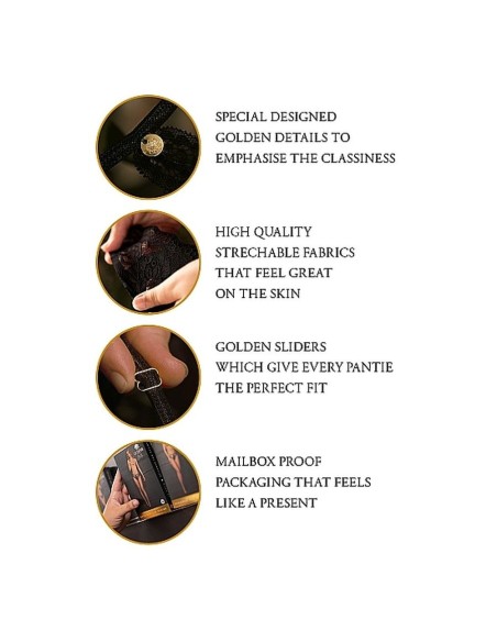 Claire - Elastic Lace Brief with Golden