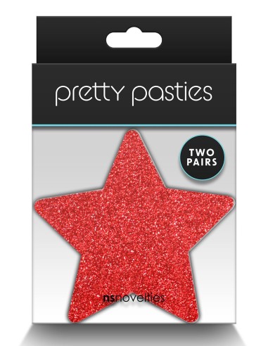 PRETTY PASTIES GLITTER STARS RED SILVER