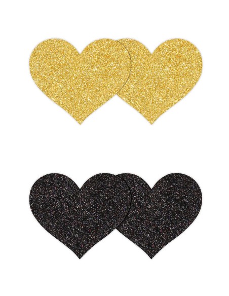 PRETTY PASTIES GLITTER HEARTS BLACK GOLD