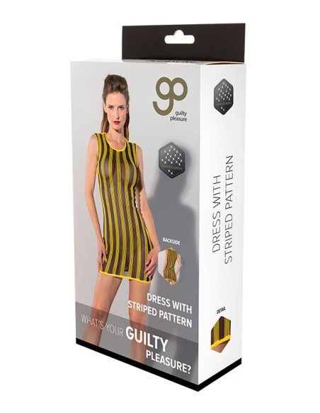 GP PRINTED DATEX STRIPED DRESS YELLOW