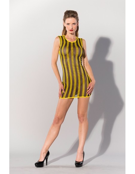 GP PRINTED DATEX STRIPED DRESS YELLOW