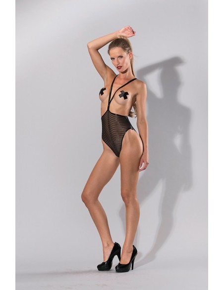 GP PRINTED DATEX CUPLESS BODY WITH STRIPED PATTERN BLACK