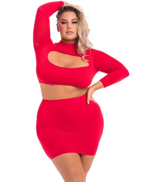 STOP & STARE 2PC SKIRT SET RED