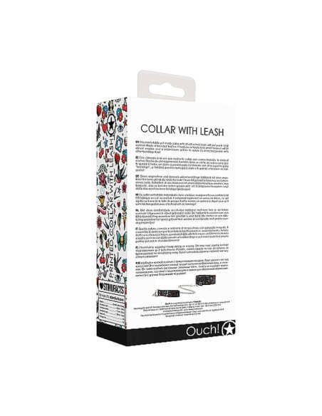Printed Collar With Leash - Old School acquista online su Porky's Store