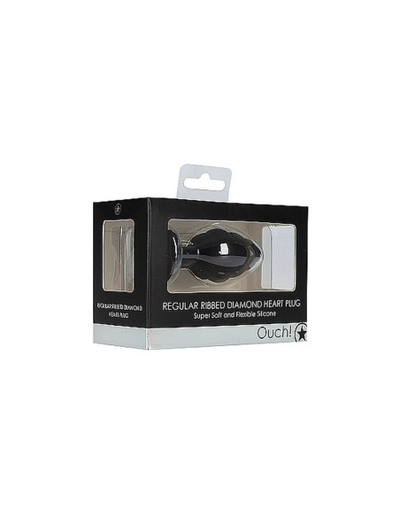 Regular Ribbed Diamond Heart Plug -Black acquista online su Porky's Store
